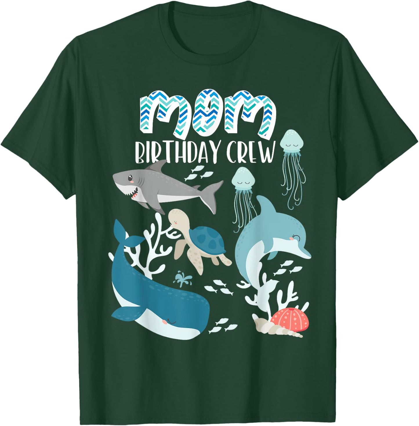 Mom of the Birthday Boy Ocean Sea Animals Birthday Party T-Shirt - T-Shirt | Forest