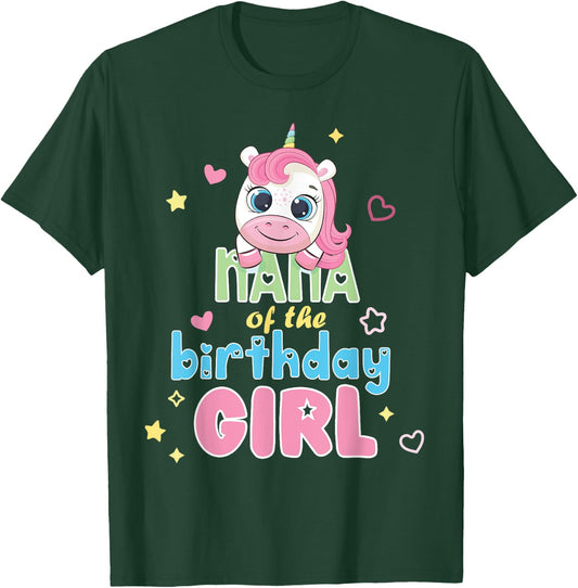 Nana Of Cute Unicorn Birthday Girl Party Matching Family T-Shirt - T-Shirt | Forest