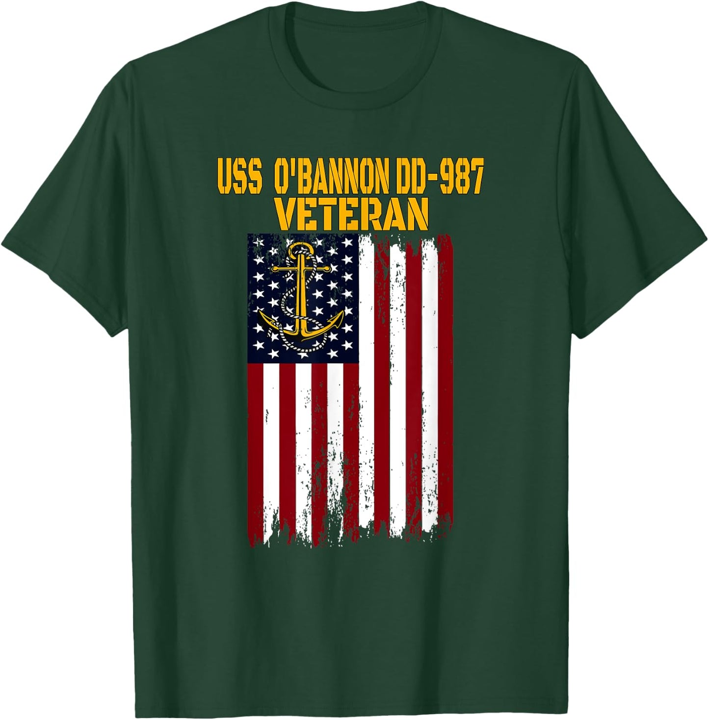 USS O'Bannon DD-987 Warship Veterans Day Father's Day Dad T-Shirt - T-Shirt | Forest