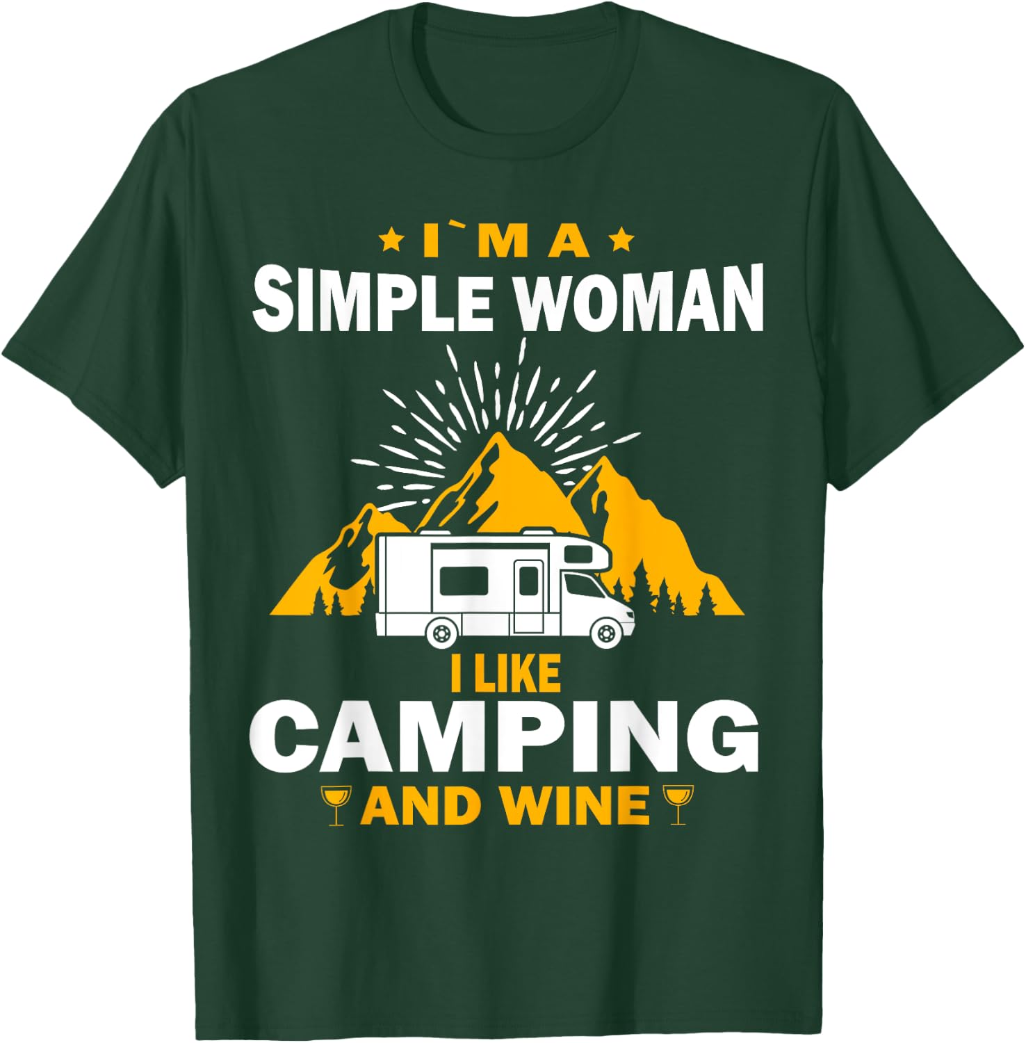 camping drinking vacation motorhome Camping and wine T-Shirt - T-Shirt | Forest