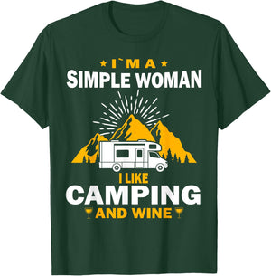 camping drinking vacation motorhome Camping and wine T-Shirt - T-Shirt | Forest