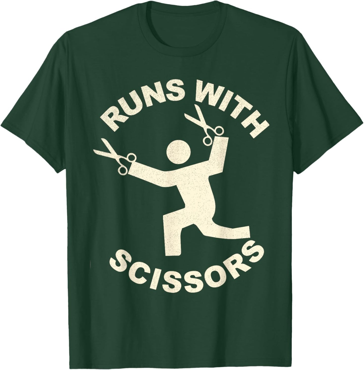 Runs with Scissors Funny Dangerous Stick Figure T-Shirt - T-Shirt | Forest