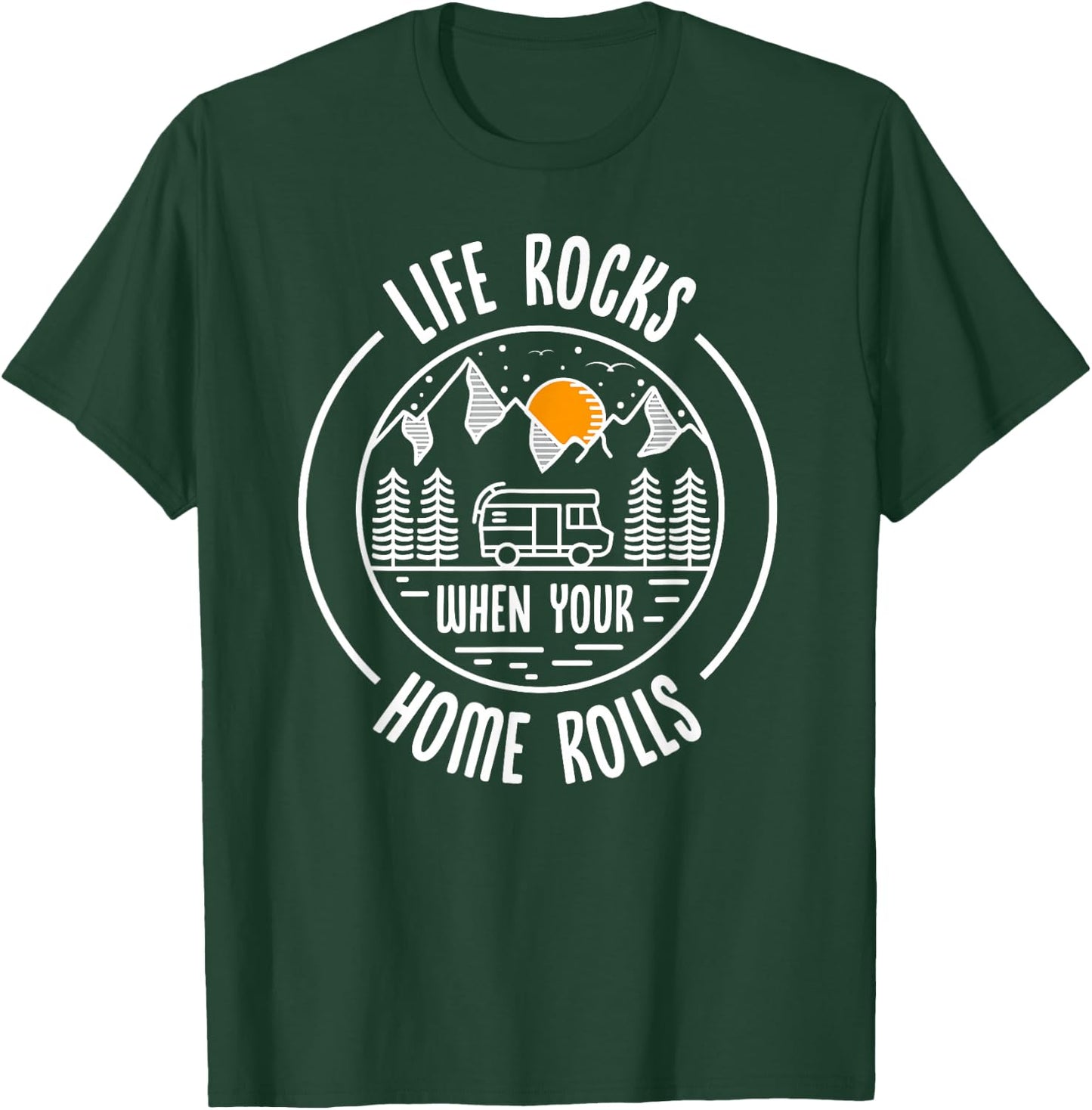 Motorhome Vintage Retro Shirt Life Rocks Saying Camping T-Shirt - T-Shirt | Forest