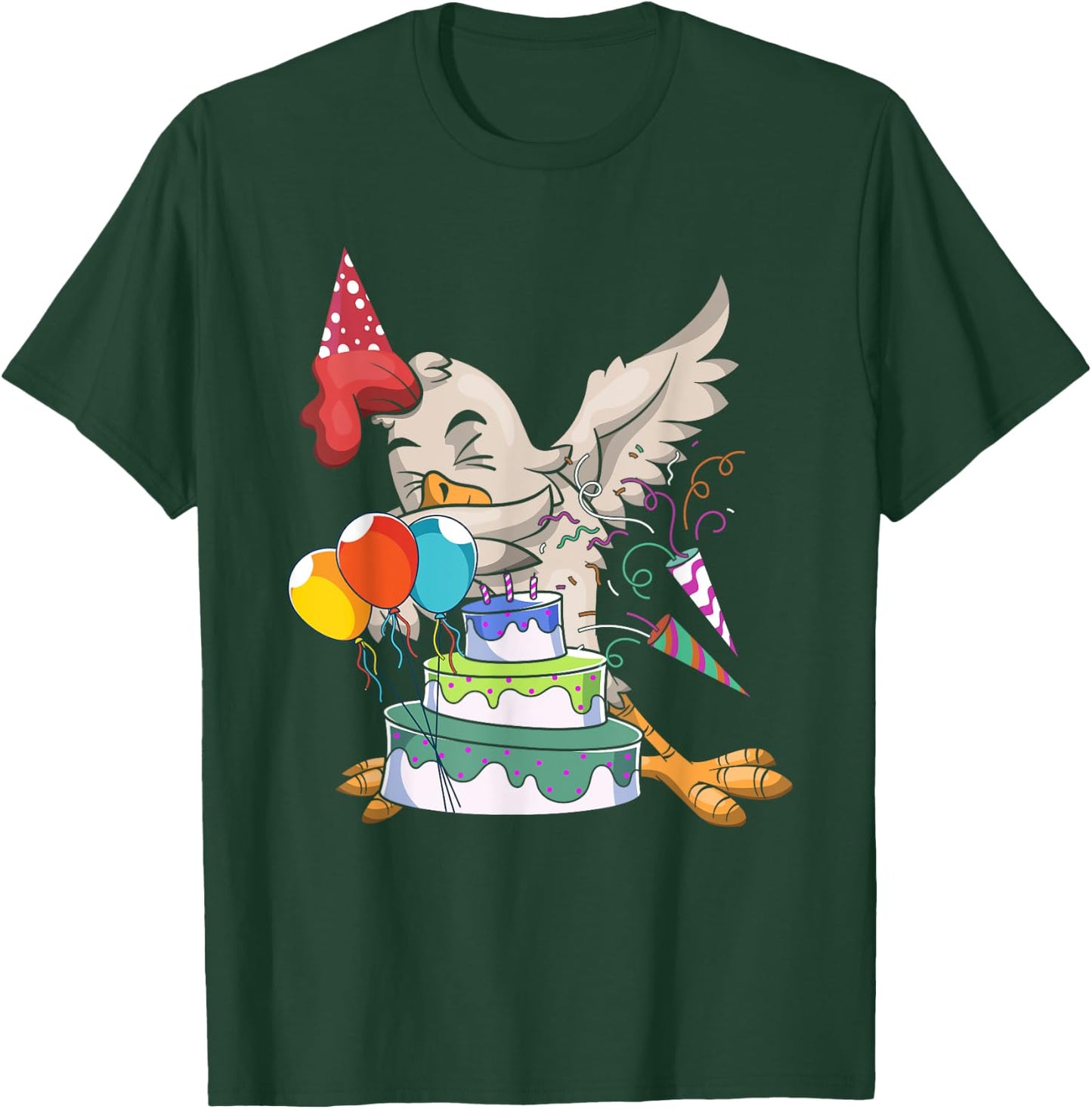 Dabbing Chicken Celebration Farm Animal Bird Kids Birthday T-Shirt - T-Shirt | Forest