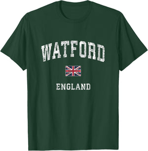 Watford England Vintage Athletic Sports Design T-Shirt - T-Shirt | Forest