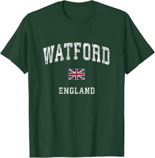 Watford England Vintage Athletic Sports Design T-Shirt - T-Shirt | Forest