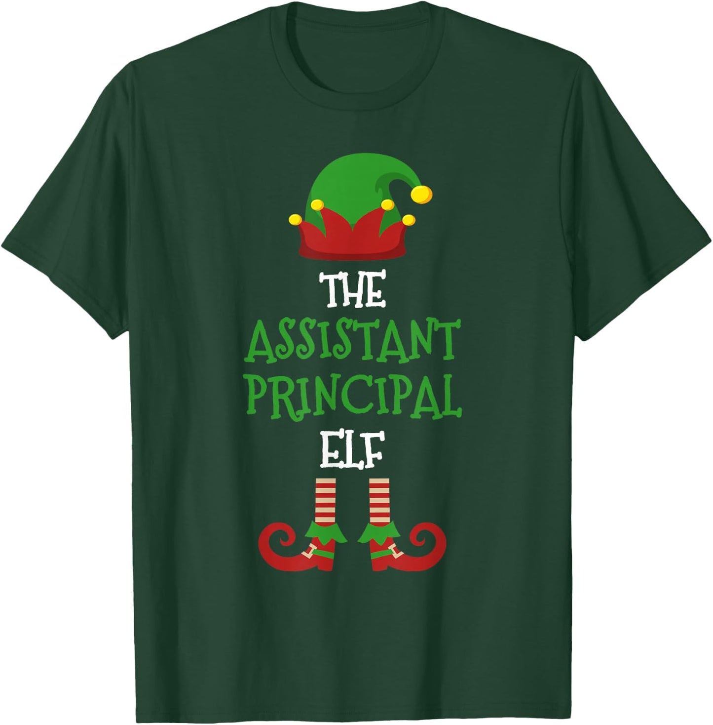 Assistant Principal Elf Matching Pajamas Christmas Teacher T-Shirt - T-Shirt | Forest