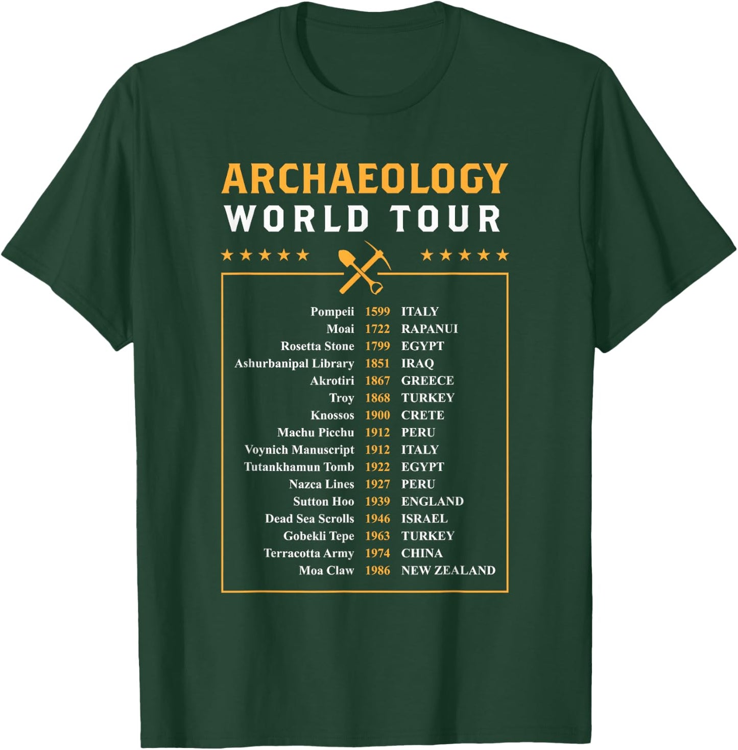 Archaeology World Tour Archaeologist Gift T-Shirt - T-Shirt | Forest