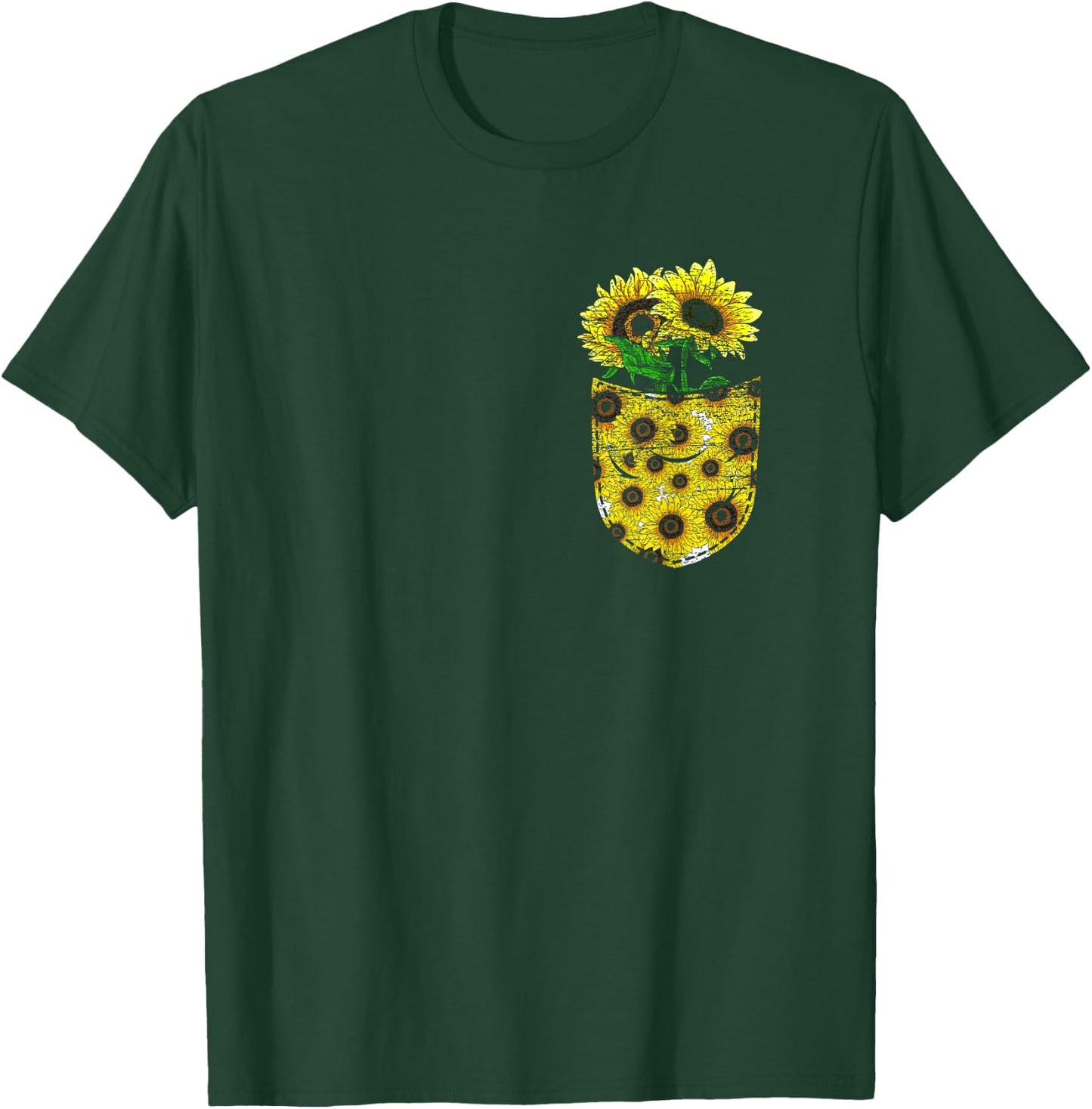 Blossom Yellow Flower Florist Floral Cute Pocket Sunflower T-Shirt - T-Shirt | Forest