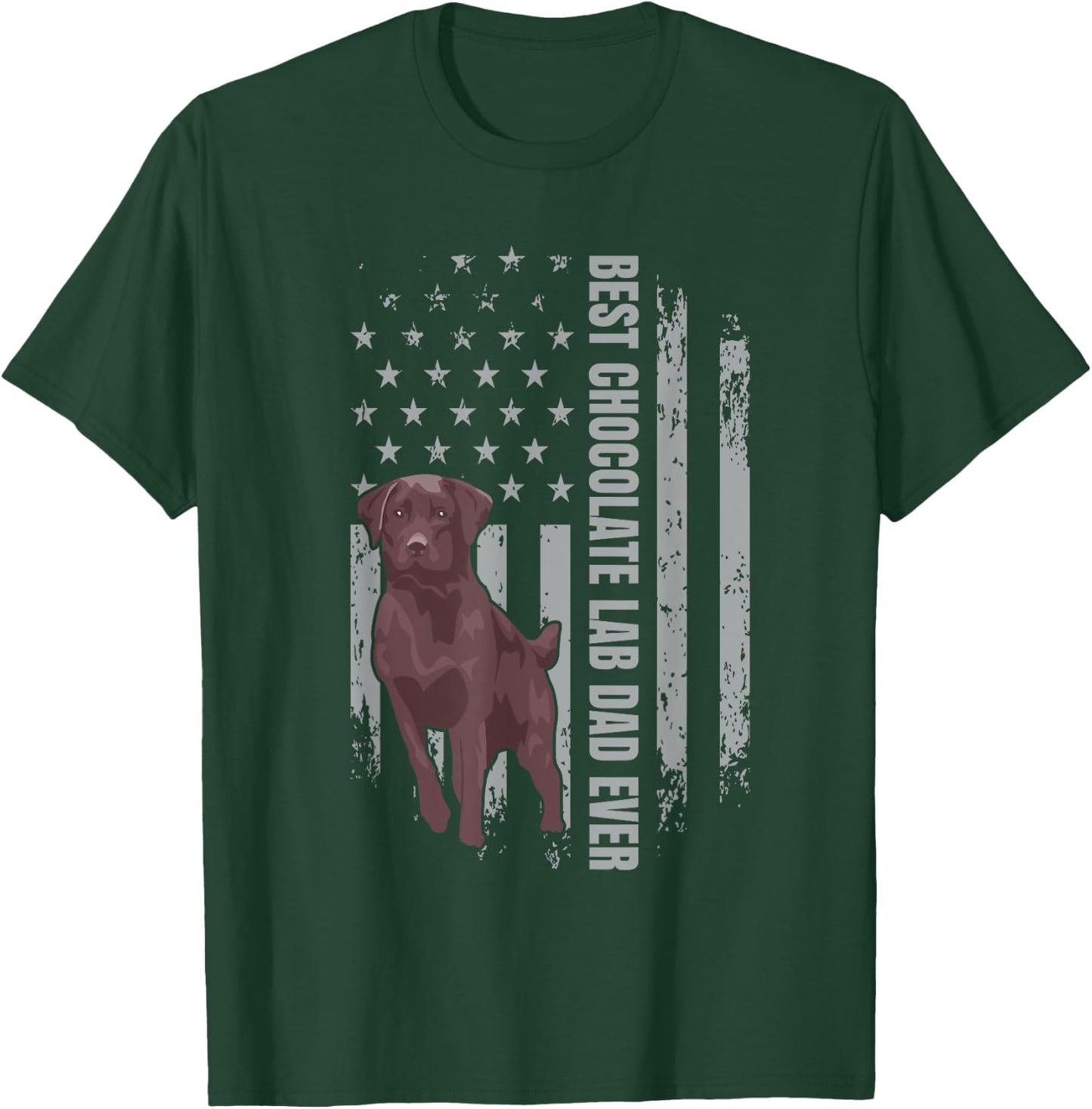 Chocolate Lab Dad American Flag Brown Labrador Retriever T-Shirt - T-Shirt | Forest