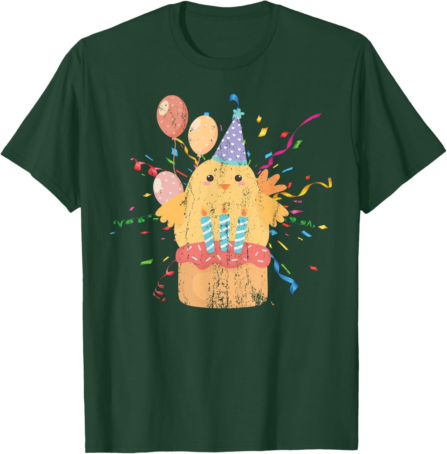 Cute Chicken Birthday Cake Kids Anniversary Party Birthday T-Shirt - T-Shirt | Forest