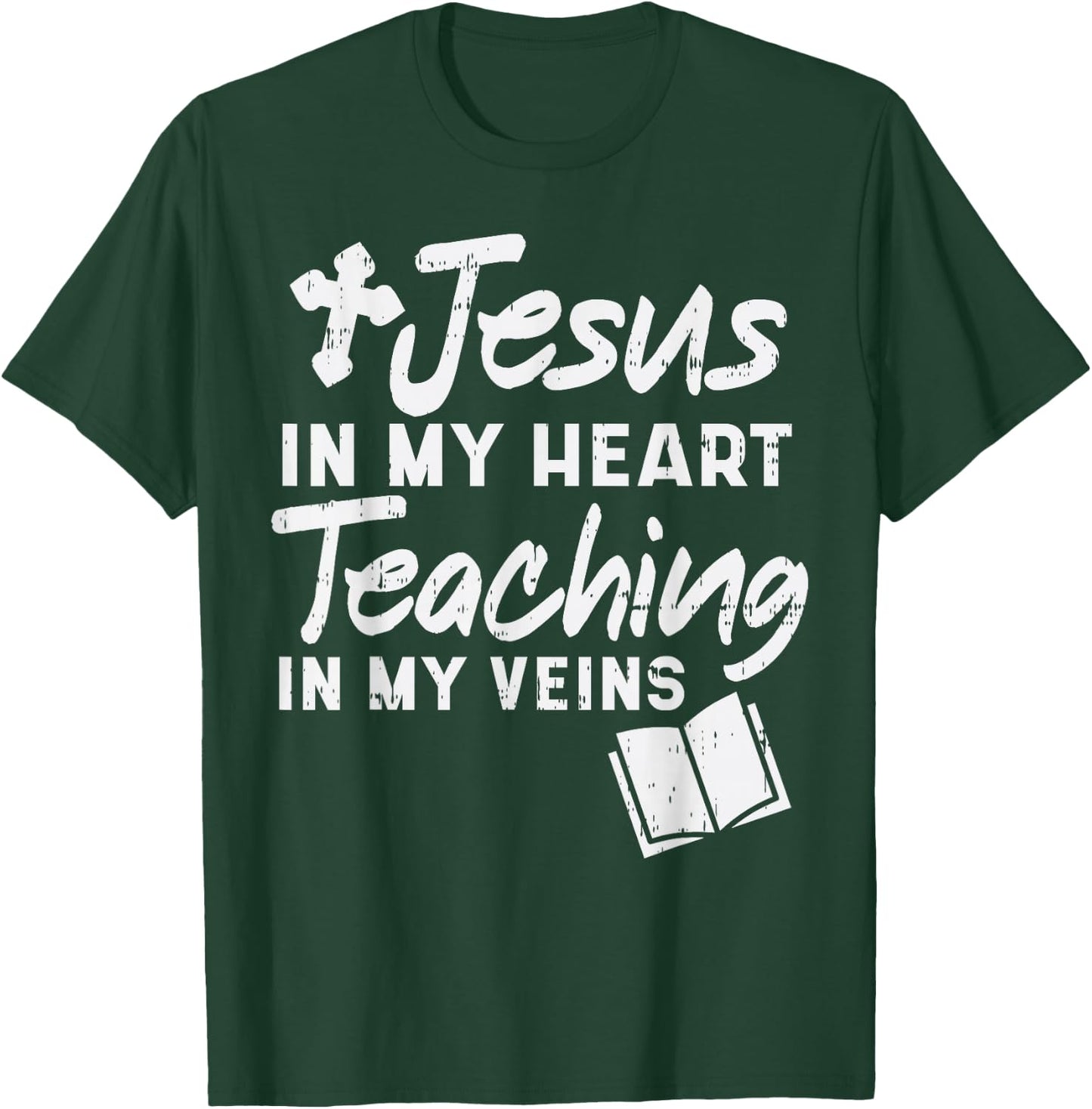 Jesus Heart Teaching Veins Teacher God Faith Christian Gift T-Shirt - T-Shirt | Forest