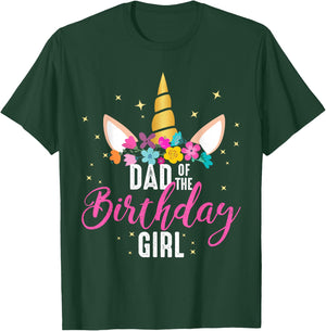 Dad Of The Birthday Girl Father Gifts Unicorn Birthday T-Shirt - T-Shirt | Forest