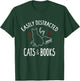 Easily Distracted By Cats And Books - Book And Cat Lovers Women Girls Kids T-Shirt - T-Shirt | Forest