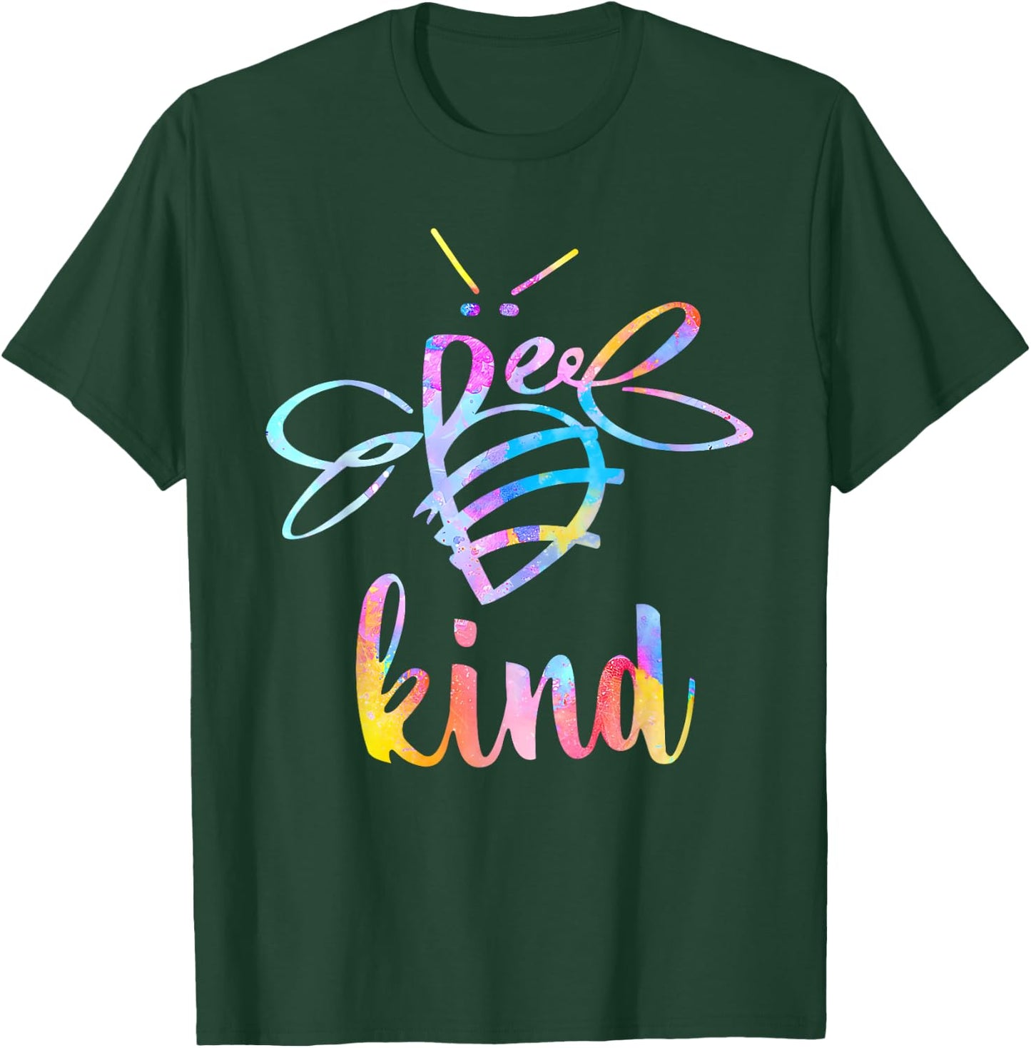 Bee Kind Tie Dye Be Groovy Kind Kindness Positive Teacher Men Women Kids T-Shirt - T-Shirt | Forest