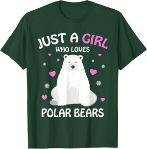 Just A Girl Who Loves Polar Bears Girls Polar Bear Gift T-Shirt - T-Shirt | Forest
