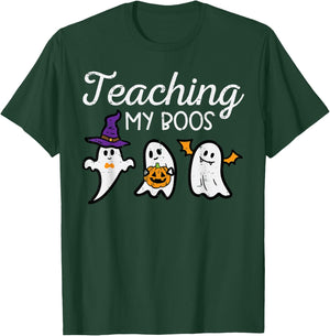 Halloween Ghost Teachers Teaching My Boos Costume Women Men T-Shirt - T-Shirt | Forest