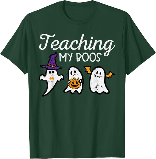 Halloween Ghost Teachers Teaching My Boos Costume Women Men T-Shirt - T-Shirt | Forest