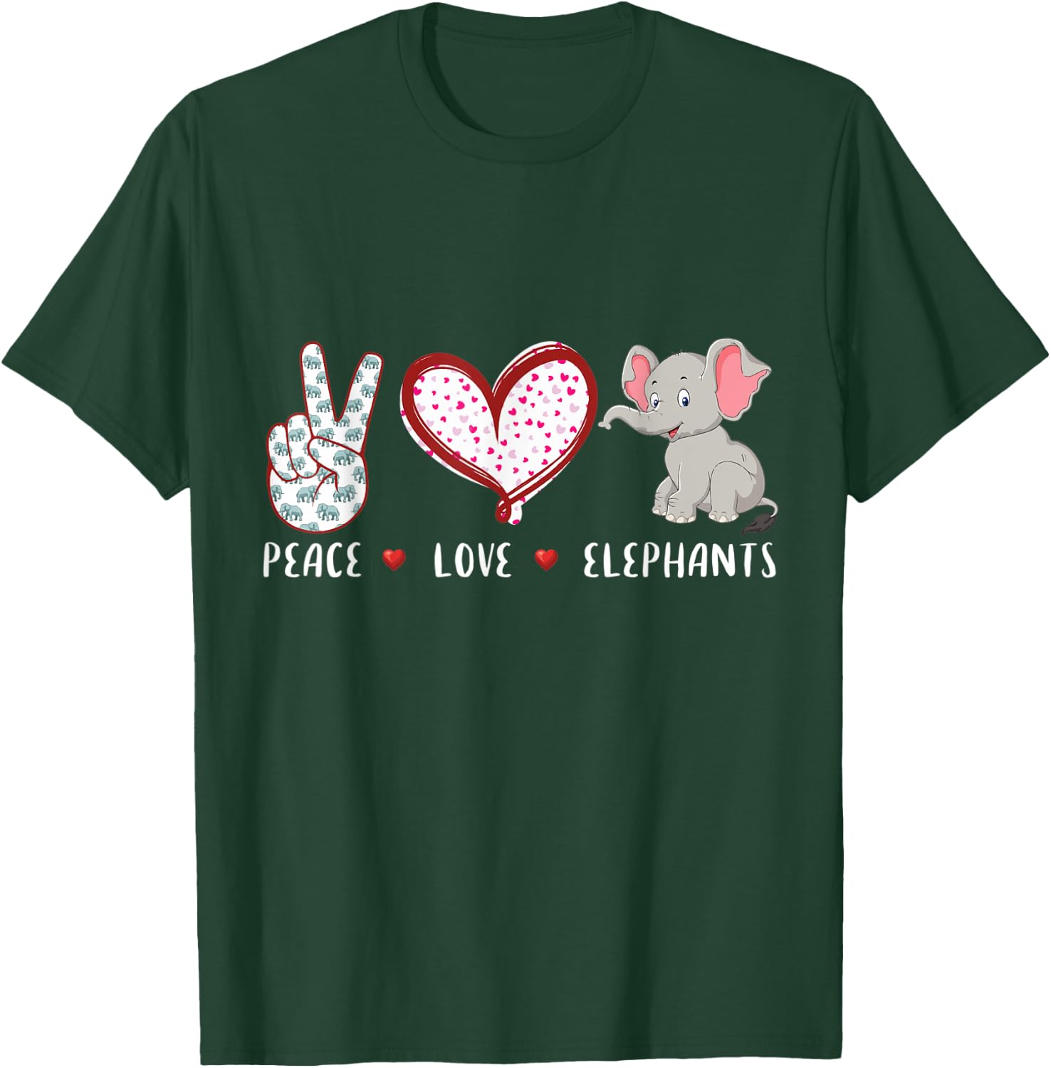 peace love Elephants gifts women kids boys girls T-Shirt - T-Shirt | Forest