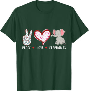 peace love Elephants gifts women kids boys girls T-Shirt - T-Shirt | Forest