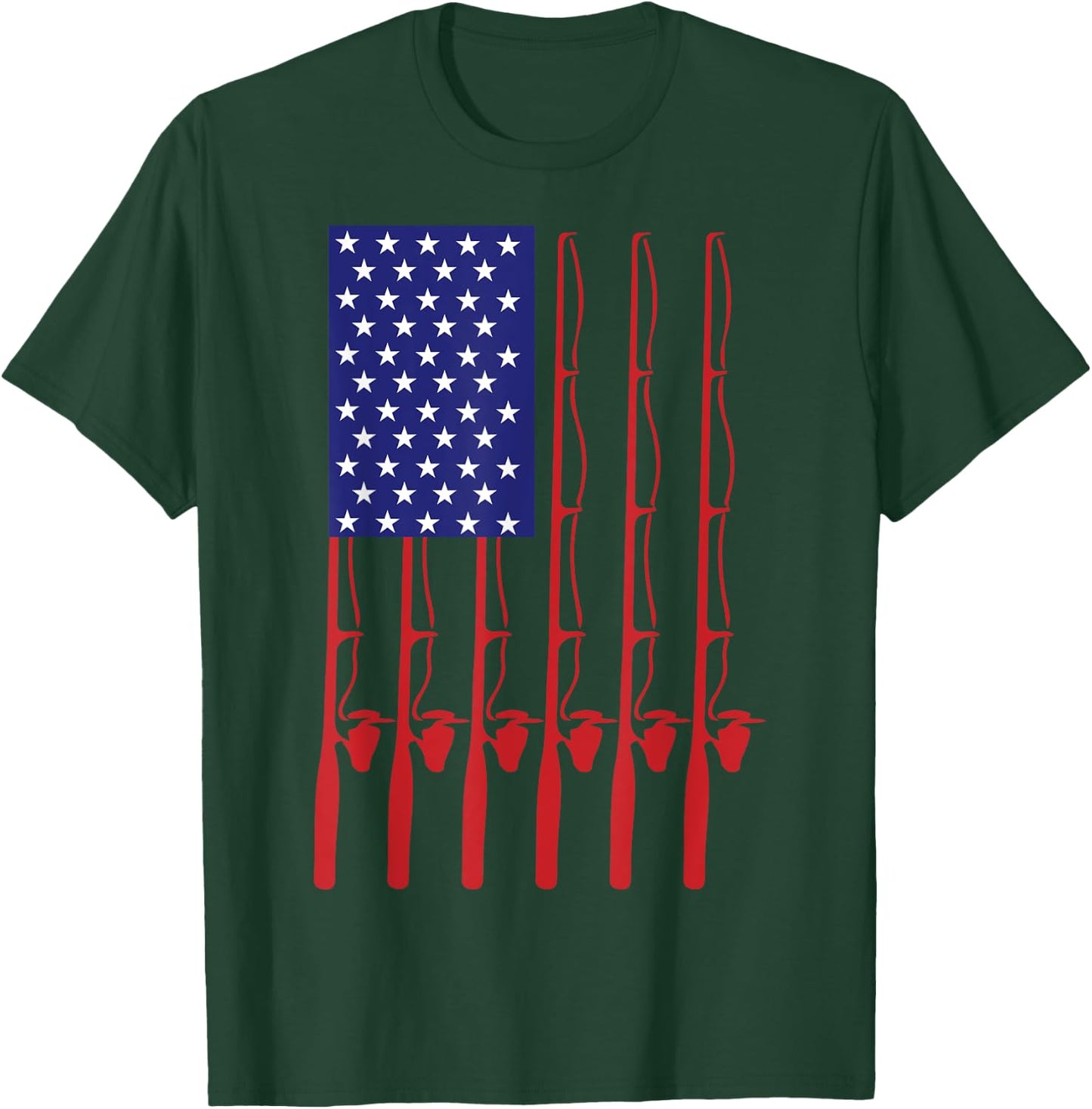 Fathers Day Fishing flag Fishing T-Shirt - T-Shirt | Forest