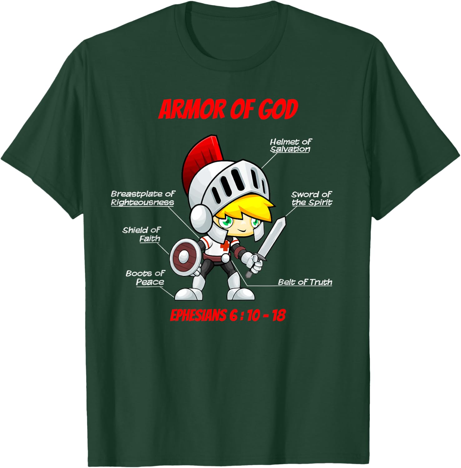 Ephesians 6 Armor of God Christian Bible Verse T-Shirt - T-Shirt | Forest