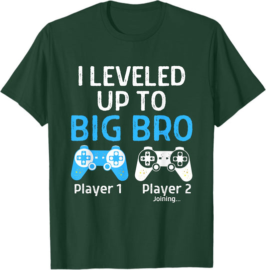 Leveling Up to Big Brother Shirt Video Game Player T-Shirt - T-Shirt | Forest