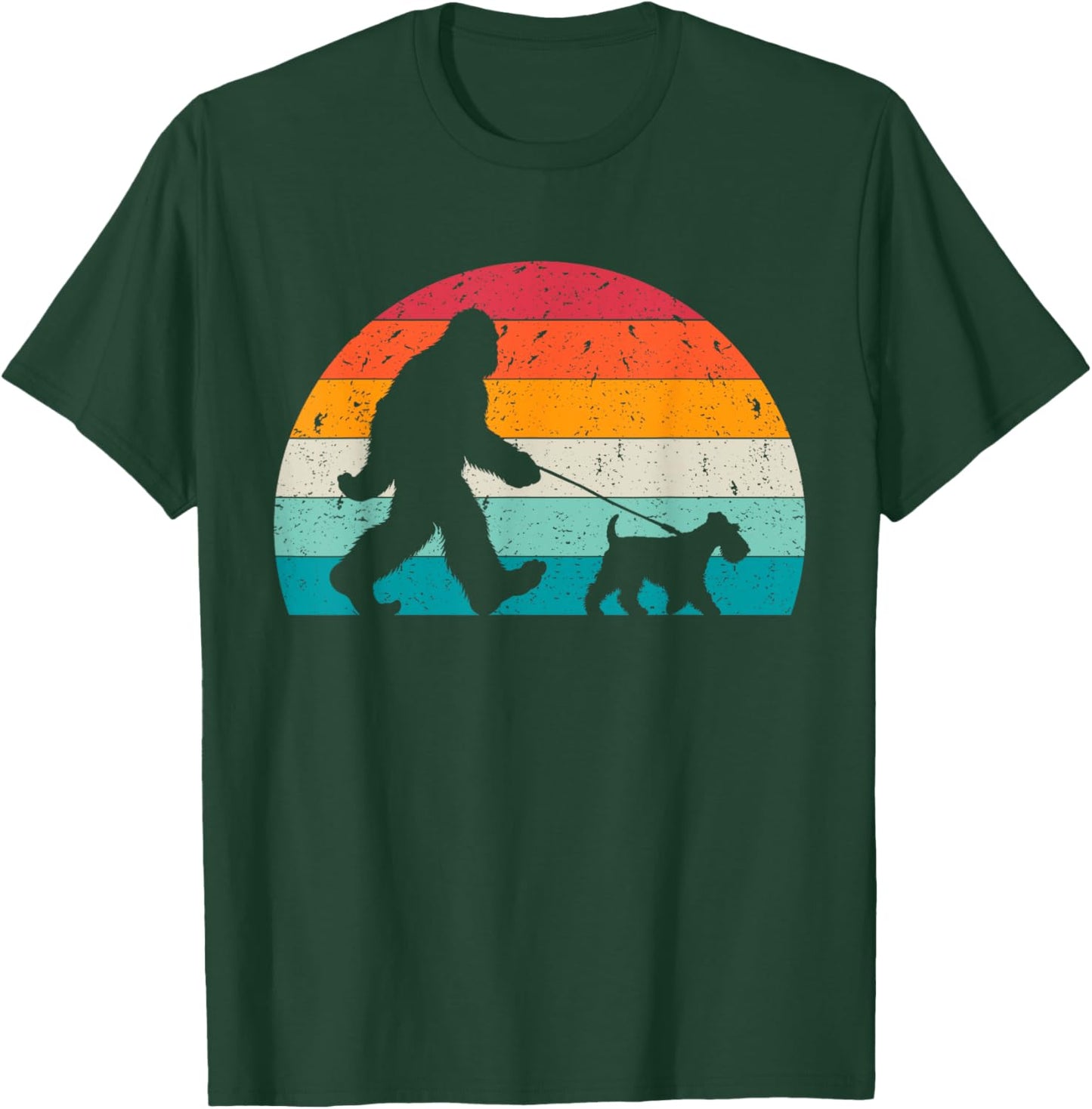 Bigfoot Walking a Dog Funny Welsh Terrier Lovers Dog Dad T-Shirt - T-Shirt | Forest