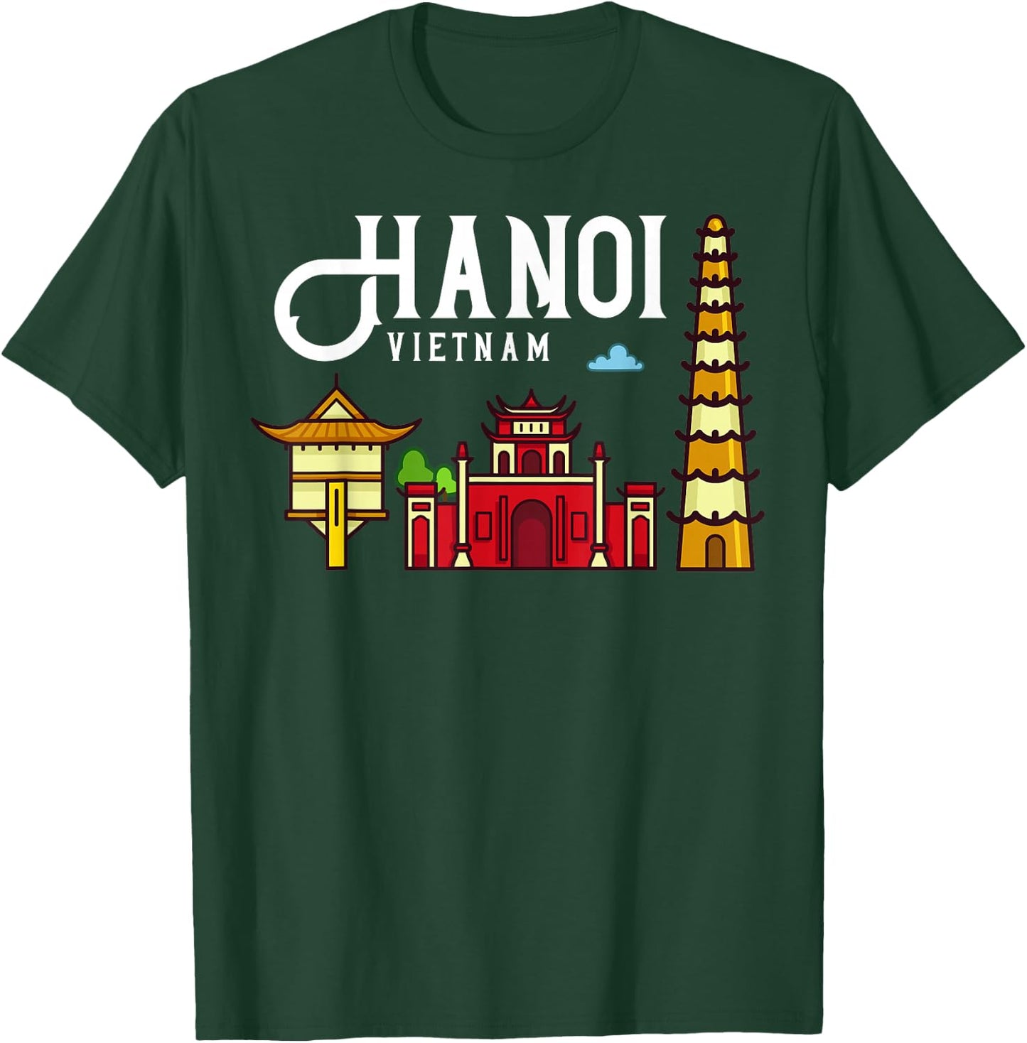 Hanoi Vietnam City Skyline Map Travel T-Shirt - T-Shirt | Forest