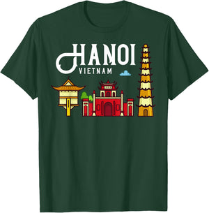 Hanoi Vietnam City Skyline Map Travel T-Shirt - T-Shirt | Forest