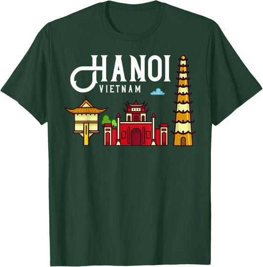 Hanoi Vietnam City Skyline Map Travel T-Shirt - T-Shirt | Forest
