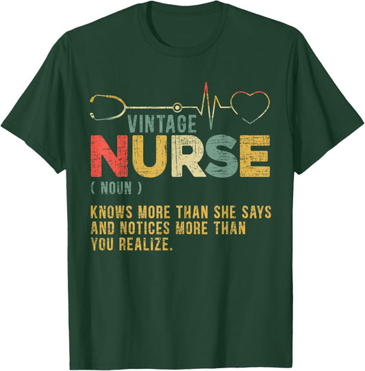 Vintage Nurse Definition Hospital Medical Registered Nursing T-Shirt - T-Shirt | Forest