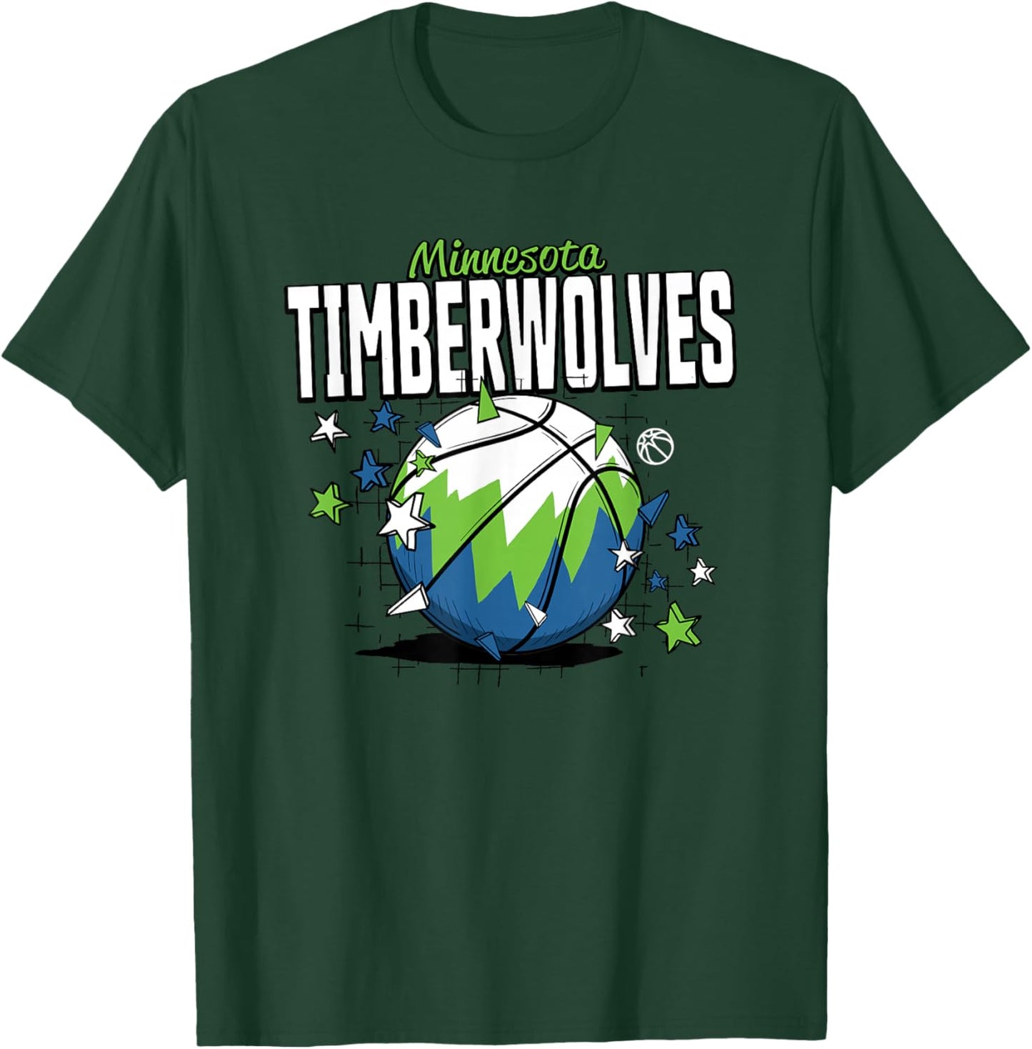 NBA Minnesota Timberwolves Basketball Doodle Stars T-Shirt - T-Shirt | Forest