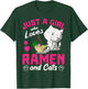 Just A Girl Who Loves Ramen And Cats Cute Animal Gift Ramen T-Shirt - T-Shirt | Forest