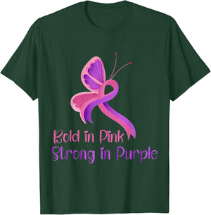 Bold in Pink Strong Purple Violence Breast Cancer Awareness T-Shirt - T-Shirt | Forest