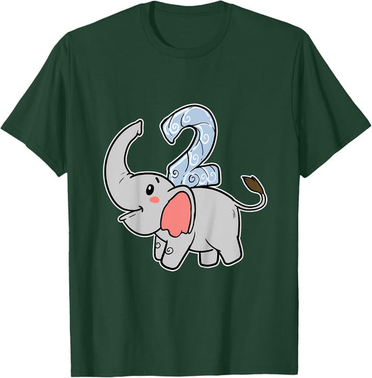 Happy Birthday Party 2 Two Years Elephant Second Year Birth T-Shirt - T-Shirt | Forest
