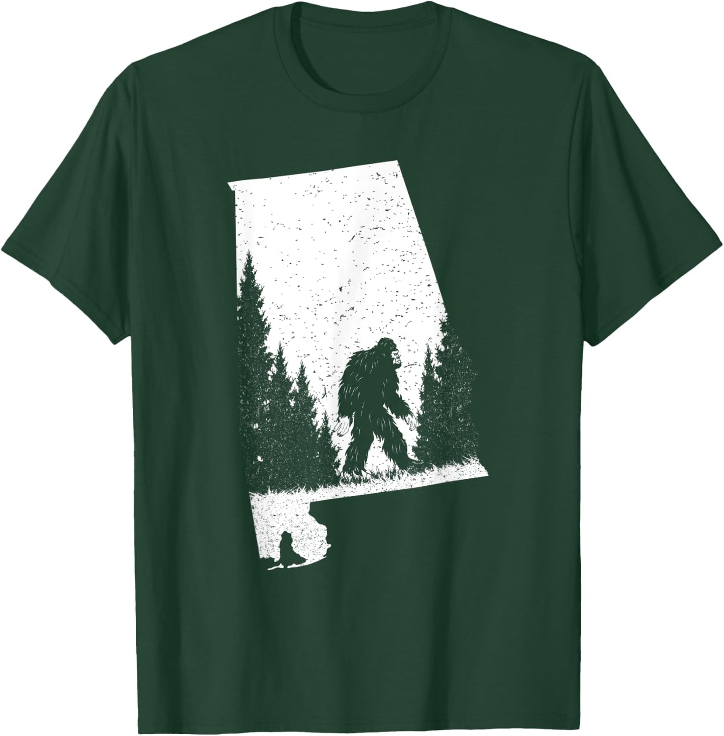 Alabama Bigfoot Pride Flag Sasquatch Silhouette State Pride T-Shirt - T-Shirt | Forest