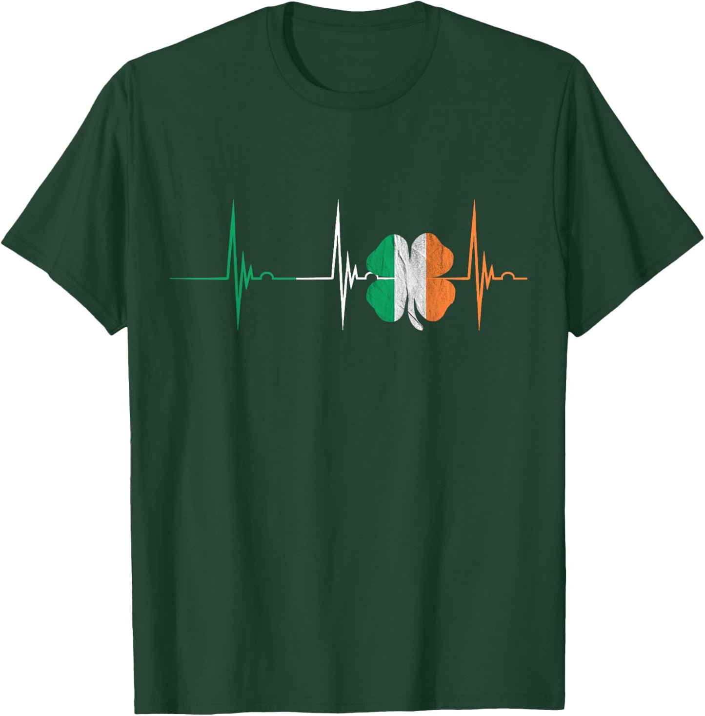 Ireland Shamrock Heartbeat EKG Pulse Irish Lucky Charm T-Shirt - T-Shirt | Forest