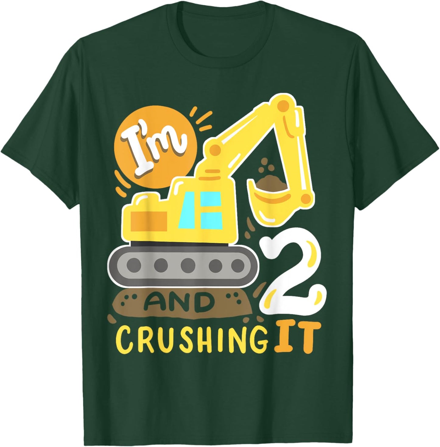 Kids 2nd Construction Birthday Party I'm 2 Crushing It Boys T-Shirt - T-Shirt | Forest
