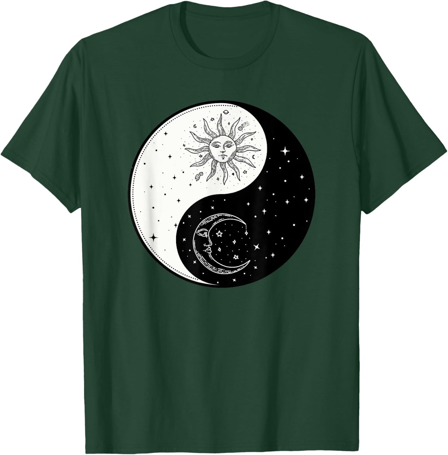 Sun Moon Ying Yang Vintage Yoga Zen Spiritual Mystical T-Shirt - T-Shirt | Forest