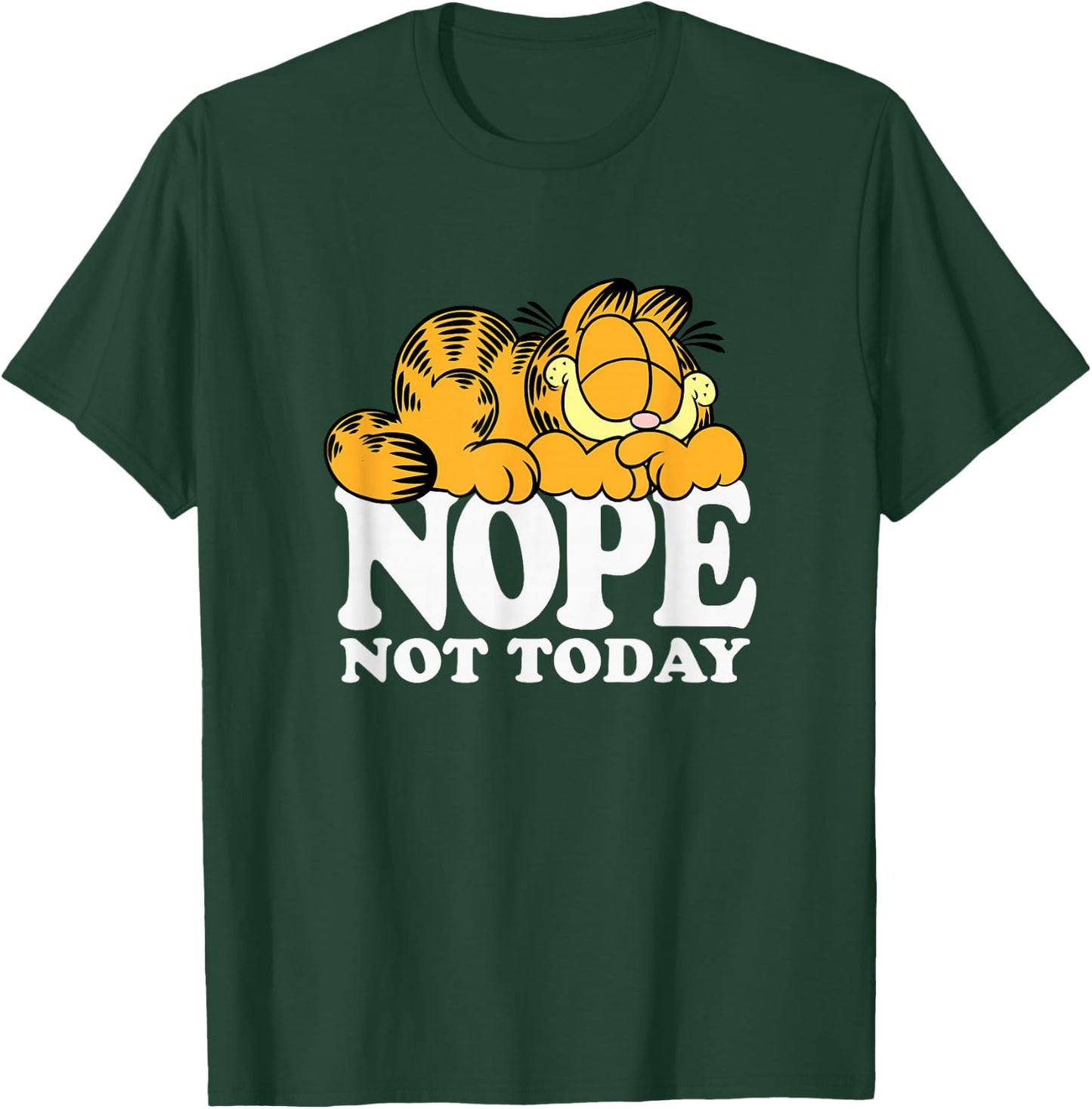 Garfield Nope Not Today Lazy Cat Bold Logo - -Adults, -Kids - Black - Short Sleeve - - Novelty T-Shirt - T-Shirt | Forest