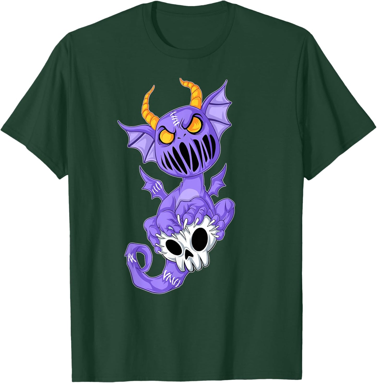Kawaii Pastel Goth Cute Creepy Demon Dragon & Skull T-Shirt - T-Shirt | Forest