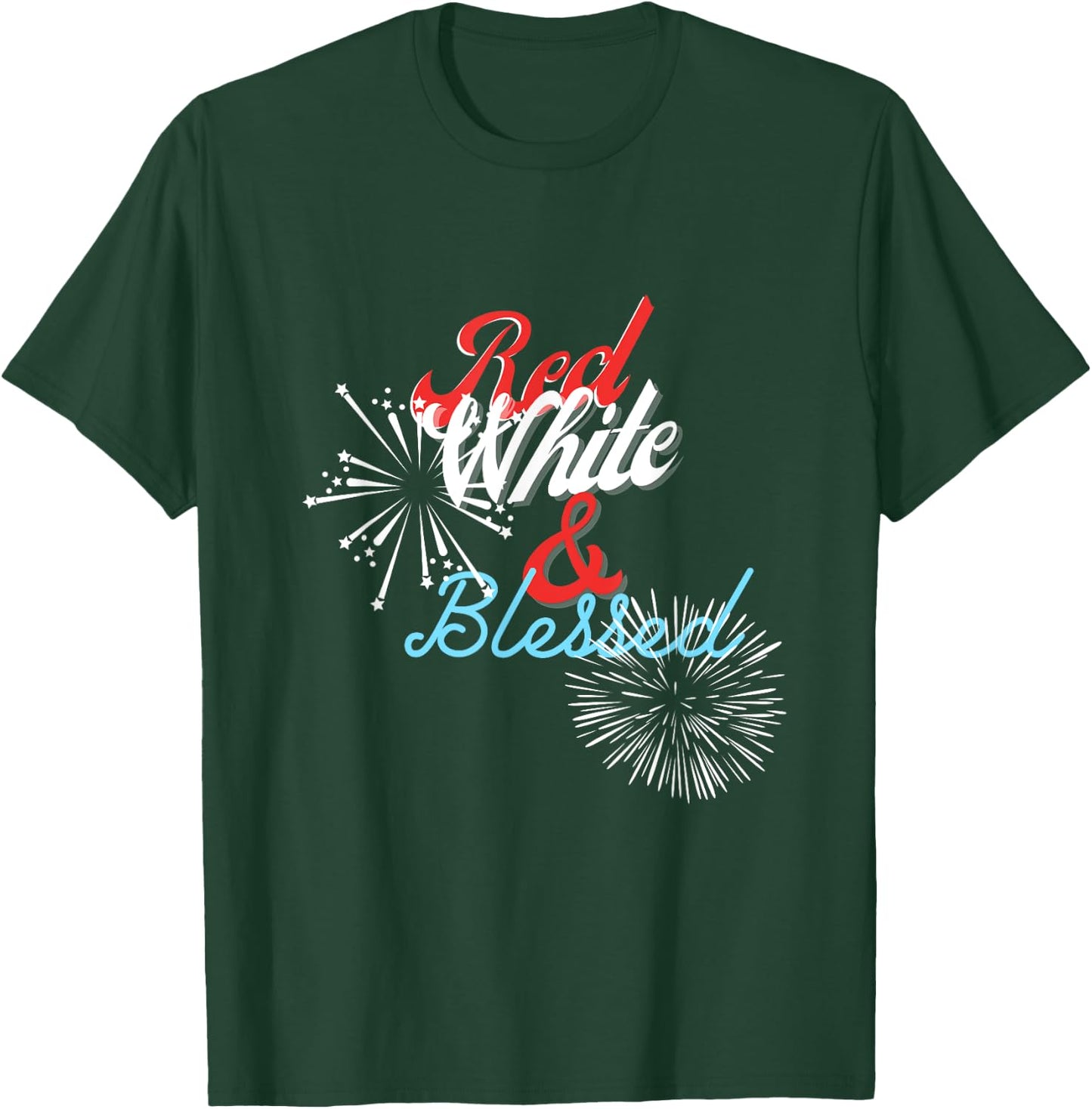 4th of July 2021 Funny Patriotic Red White & Blessed Women Men T-Shirt - T-Shirt | Forest