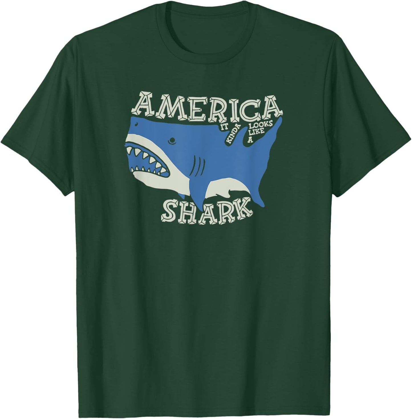 America map it kinda looks like a shark funny sharks lovers T-Shirt - T-Shirt | Forest
