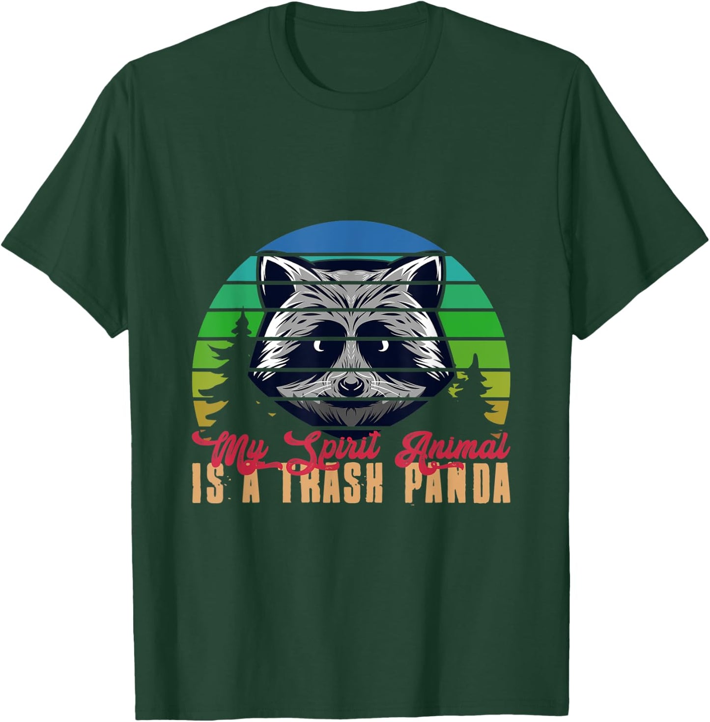 My Spirit Animal Is A Trash Panda Retro Racoon T-Shirt - T-Shirt | Forest