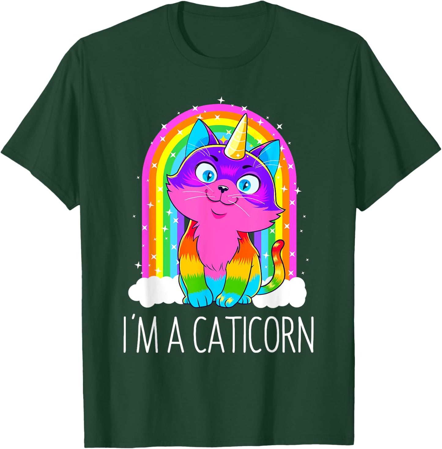 Caticorn Unicorn Cat Girls Women Rainbow Kitty Birthday Gift T-Shirt - T-Shirt | Forest