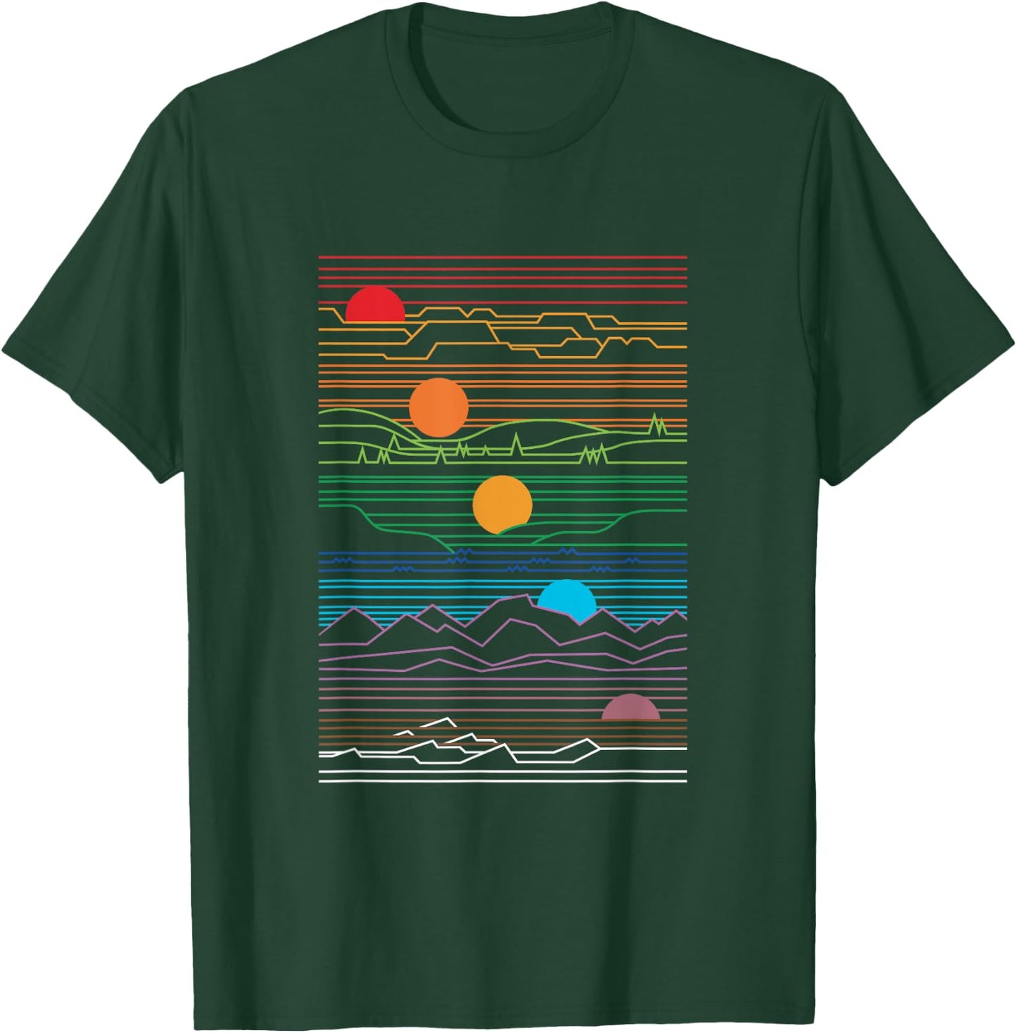 Retro 80's vaperwave setting sunset waveform synth design T-Shirt - T-Shirt | Forest