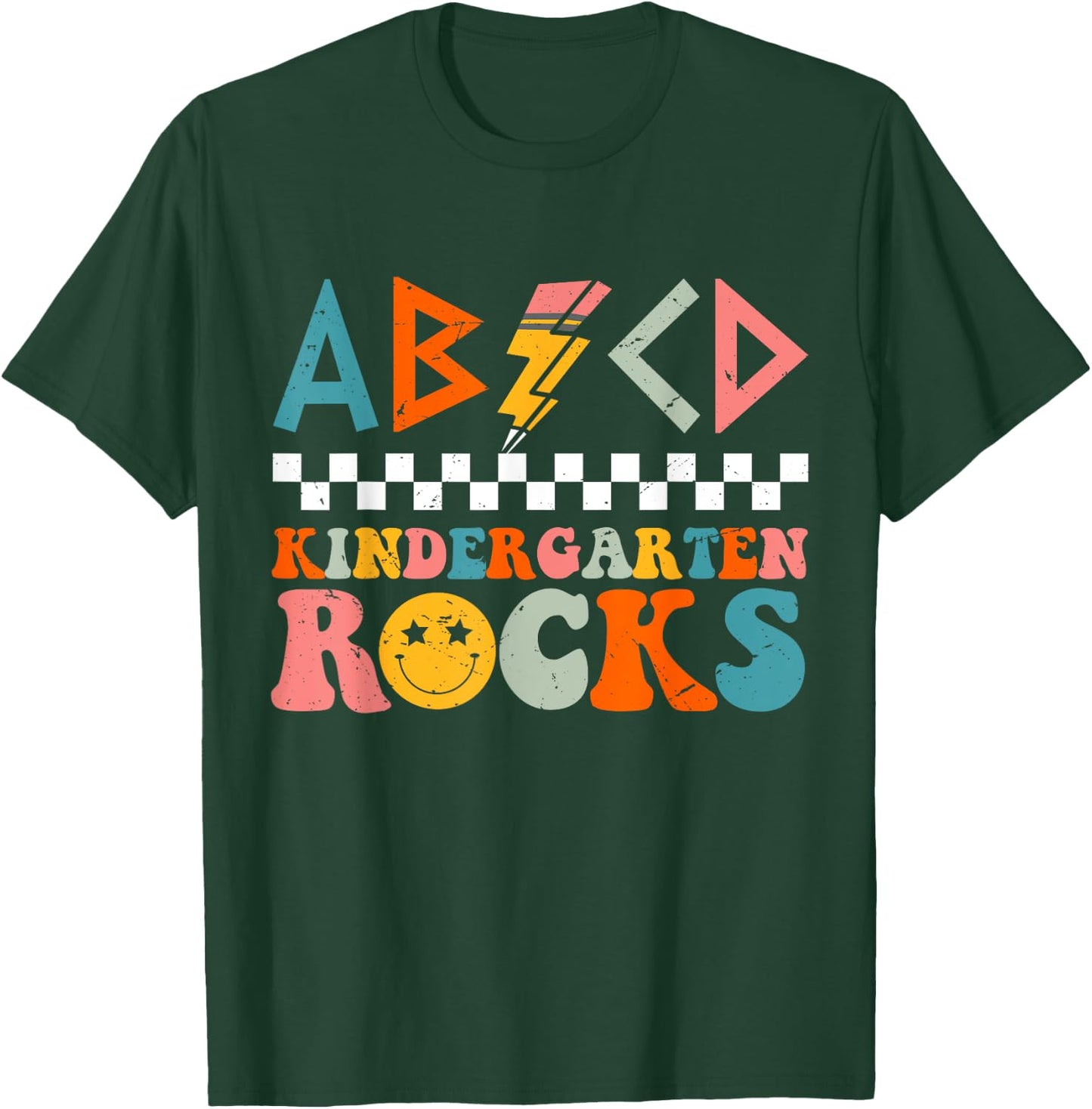 ABCD Kindergarten Rocks Back To School Teacher Kindergarten T-Shirt - T-Shirt | Forest