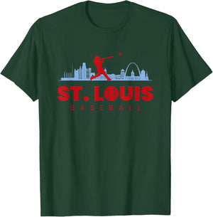 St Louis Baseball Vintage Minimalist Retro Baseball Lover T-Shirt - T-Shirt | Forest
