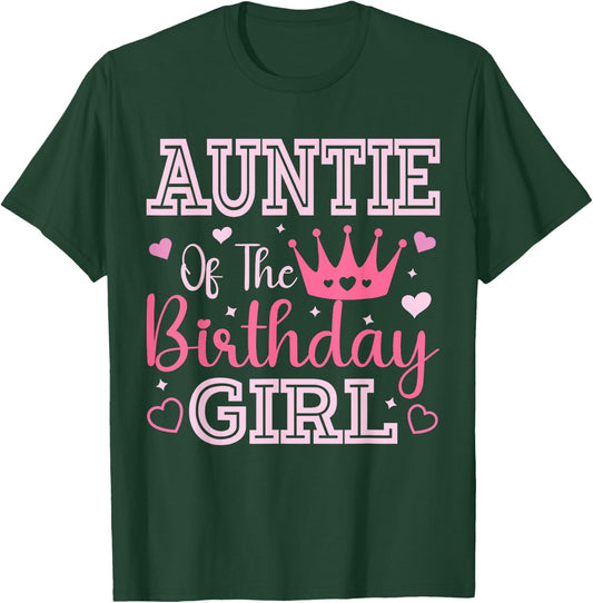 Auntie of The Birthday Girl Cute Pink Matching Family Party T-Shirt - T-Shirt | Forest